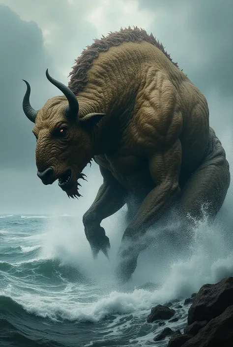 Tortile and bison hybride monster look in sea war 