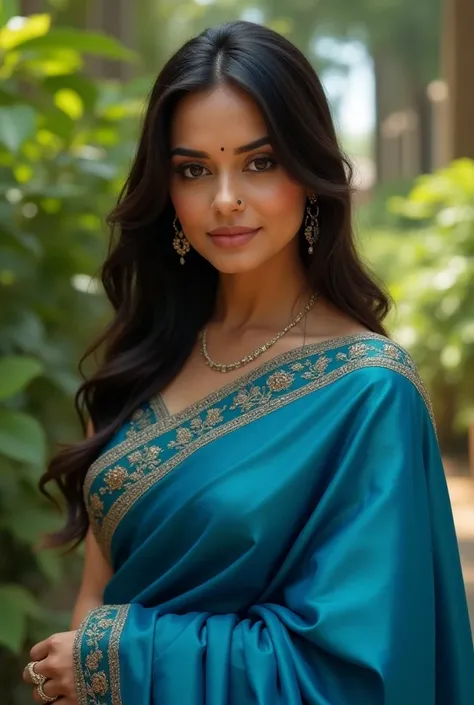 Ana de armas in blue traditional saree