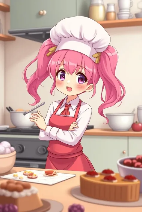 Pink twin tails look good in pastry chefs