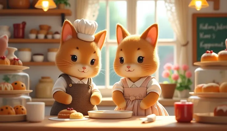  Sylvanian Families/Male cat、Female cat/A married couple runs a bakery