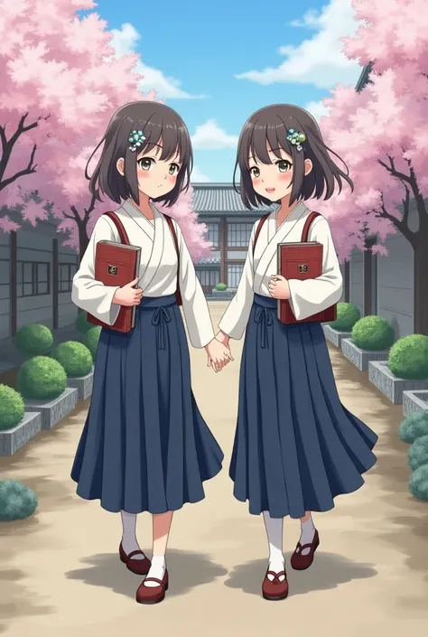 Anime Twin Sisters Meiji Era Middle School Students