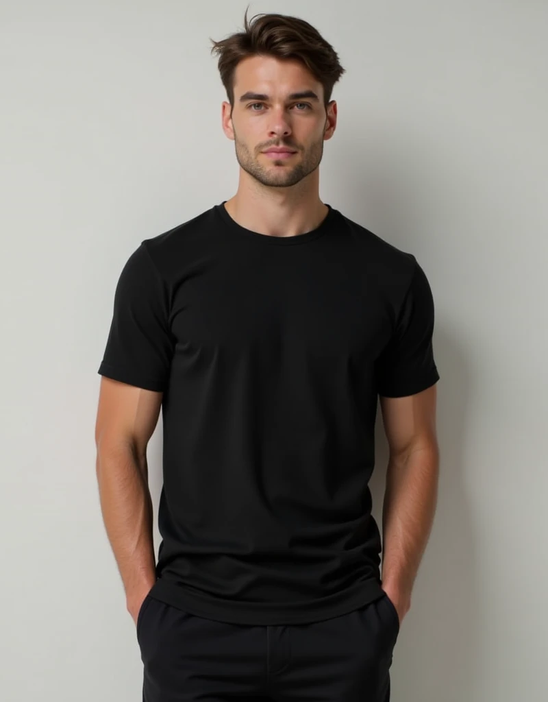 Guy character with plain black t shirt