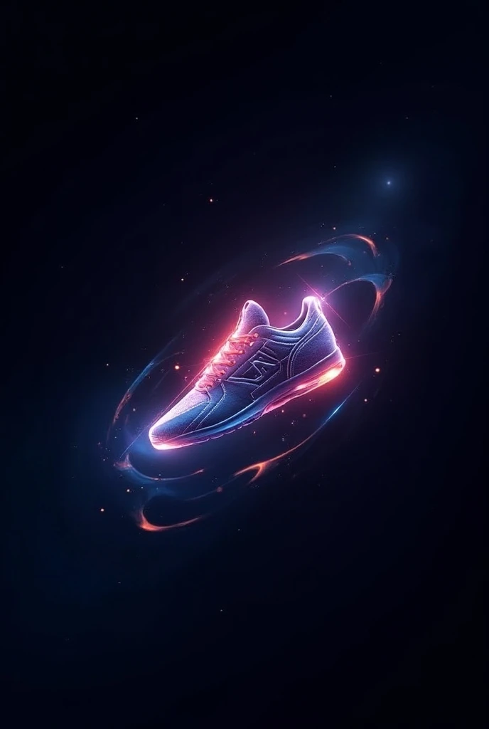 A sleek and futuristic 3D logo named XENPAI Store. The logo features a "SHOE" with a stylized integrated into its design. The "SHOE" is glowing with a bright, vibrant energy, while the SHOE and sticks emit dynamic light trails. The background is a dark, de...