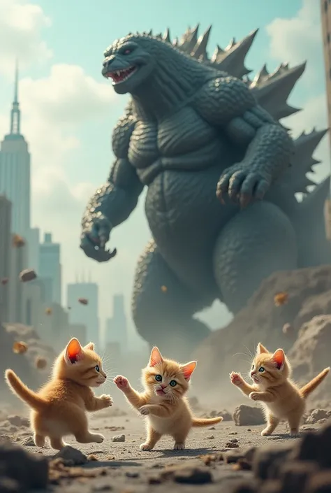 Kittens defeating Godzilla and Kong
