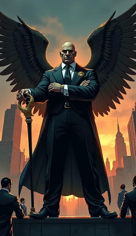 Here are detailed prompts for generating an image of Eagle Man as a big muscles mafia boss character:

*Character Details:*

1. Age: 45-55
2. Ethnicity: Italian-American
3. Height: 65"
4. Build: Muscular, bulky
5. Facial Features:
    - Strong jawline
    ...