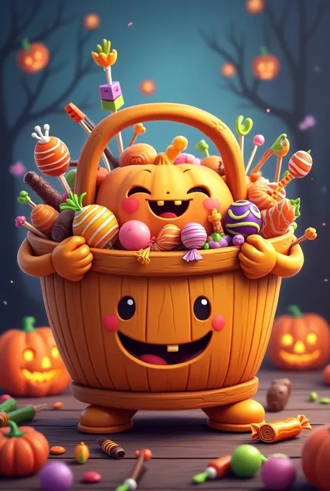 Halloween candy basket cartoon