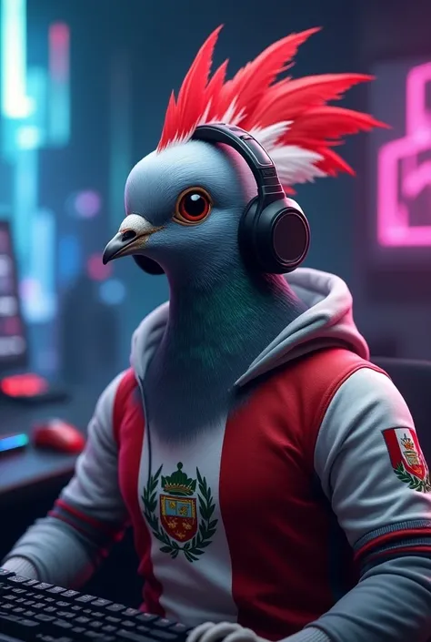 Animal pigeon with flag of Peru gamer