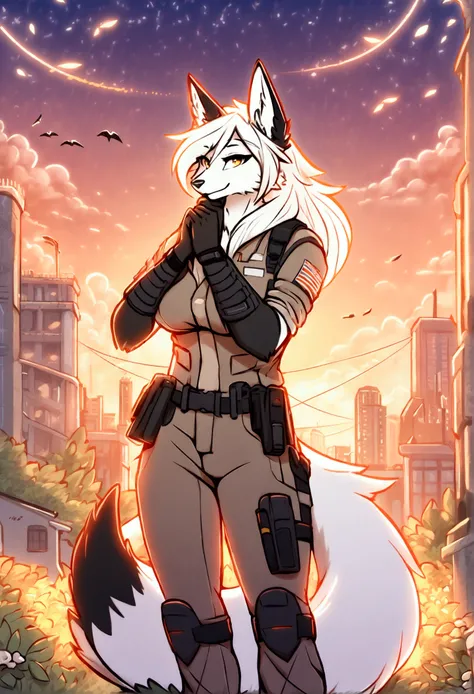 (top quality, best quality, Rzminjourney, Vector-art, High-quality illustrations, masterpiece, perfect artwork, cinematic light and shading, 16k, 1080p, uploaded on e621)(kemono, furry, anthro, alone), The Division, The Division Agent, 1 female, (very deta...