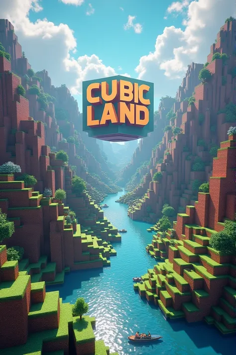 Minecraft logo on the name of cubic land