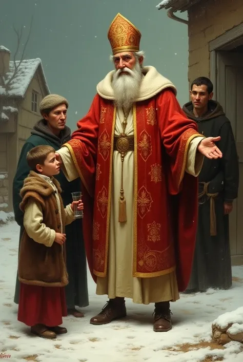 saint nicholas bishop truly helping people in winter 