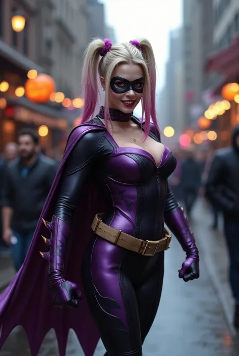 Harley Quinn dressed as Batgirl for Halloween 