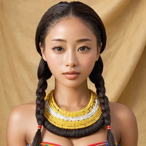  The womans skin is dark brown Ghanaian woman Ishihara Satomi 、((Best Quality)), ((masterpiece)), (detailed), （ perfect face）, The dark-brown-skinned woman is Ishihara Satomi, a Ghanaian with excellent proportions and big breasts, and is completely finishe...