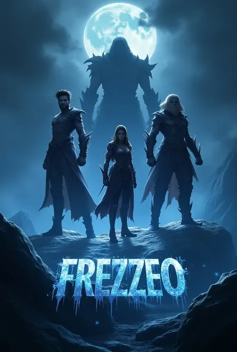 Create me a cover of the game Mu online but that it reads the phrase GUILD FREEZZEO That it is a horizontal cover type