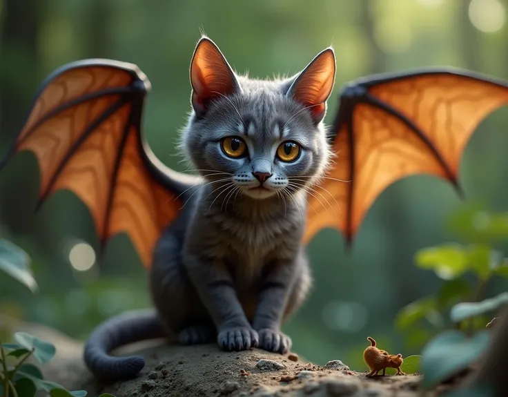  Bat merge cat, create new animal, realistic image