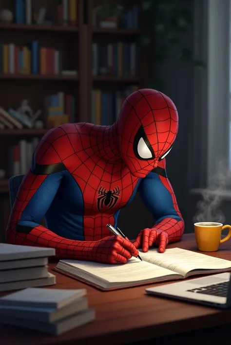 Spiderman qui fais ses devoirs 