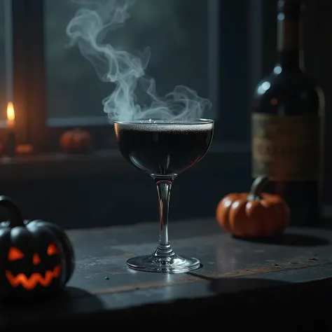 scary cocktail, bar,  death, halloween decoration, simple plain background, professional, dark fantasy, mysterious, dreamy, surrealism, natural lighting, HD, 64K, . , unreal engine, smoky, ​