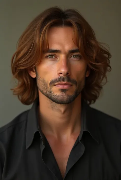 Light auburn haired man with back length hair mexican