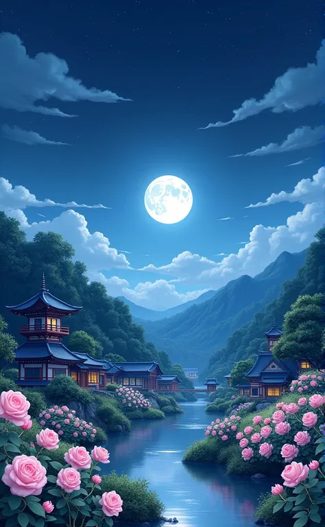 landscape、Rose、Japanese styleな建物がちらほらある、night、Real、Japanese style、Fresh