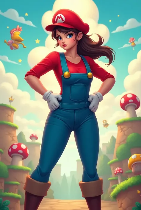 A woman dressed as Super Mario