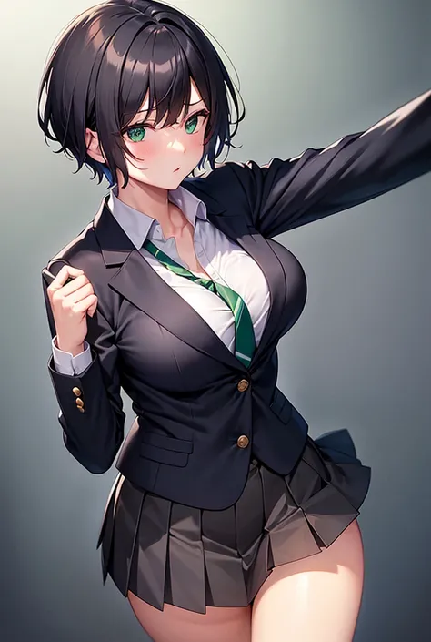 ｛ blazer and dark green tie          ｝,     cute short haired high school girl wearing blazer and dark green tie   , cute short-haired schoolgirl wearing a pleated skirt ,Panty shot,Cute short-haired schoolgirl with big breasts and erect nipples   , Cute B...