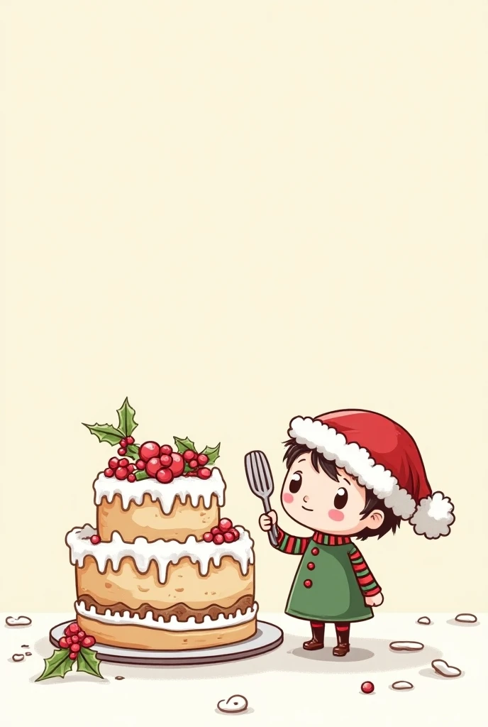 Create an illustration for a ren coloring book. Leave the background without color., so that ren can color them to their liking. Christmas cake
