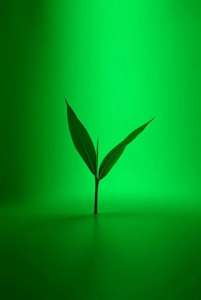 bamboo green leaf with green neon light background 
