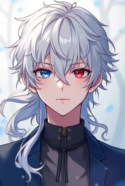 Prince White Hair Fifteen Year Old Teen Left Eye Blue Right Eye Red Japanese Anime 2d Cool