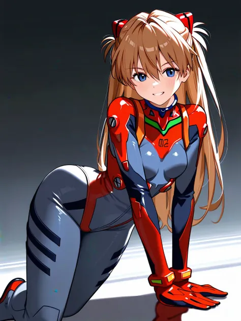 Pixiv 3DCG, Sexy anime style,   anatomically accurate , Super detailed,   High image quality  , 4K、Mature 1 girl、Kanron _Asuka_Langley、 Bodysuits、赤い Bodysuits、  Neon Genesis Evangelion、Plug Suit、、Clear style、smile、Posing