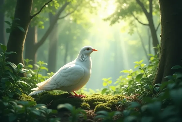 The white dove in the forest