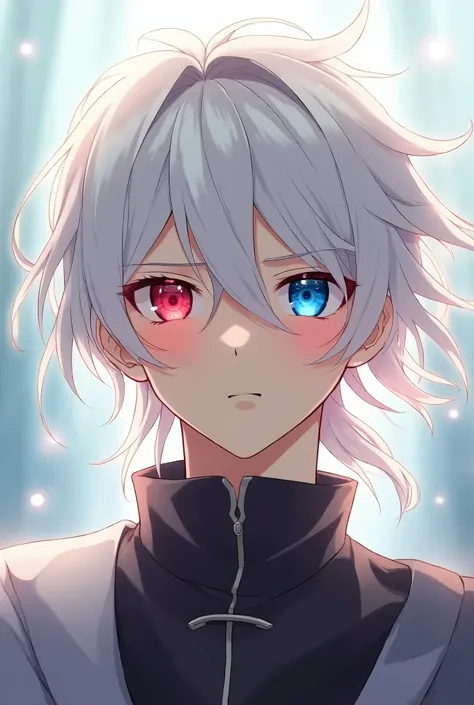 Prince White Hair Fifteen Year Old Teen Left Eye Blue Right Eye Red Japanese Anime 2d Cool