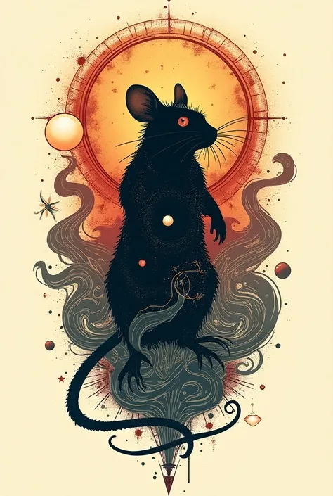 create a concept image of a tattoo inspired by the idea of the universe 25, the experiment involving rats, with a more conceptual style, 2d