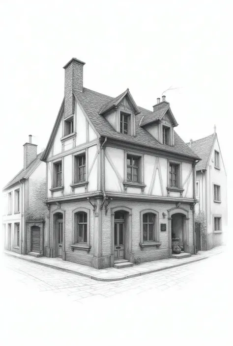 Un dessin de ma maison au crayon, ma maison se situe au 3 rue de lhôtel de ville 59240 Dunkerque France