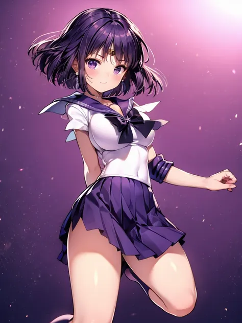 best quality、sailor saturn、jump、beautiful breasts、panty shot、 pleated skirt、cute face