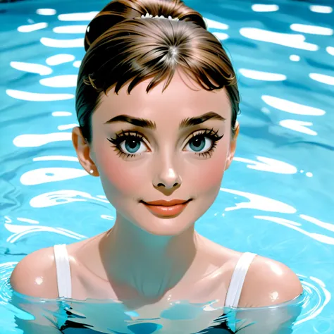 Audrey Hepburn in swimming pool
