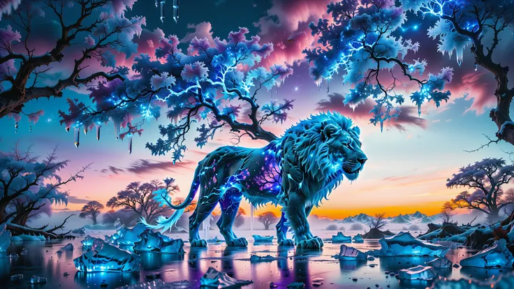 A Masterpiece In 32K Resolution, Supreme Quality, Super Detail, Official Art, Very High-Resolution 32K Wallpaper, Beautiful And Aesthetic, Ultra-Detailed Features, Awe-Inspiring Detail. Towering Bioluminescent Trees Reach Upward Into A Purple Sky, Their Br...