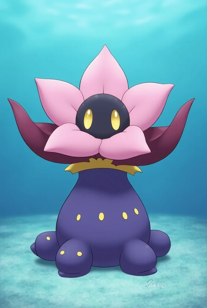  Liliep sits elegantly at the bottom of a clear body of water ,  Her petals gently open to the surface .  Small fish and other aquatic life swim around her . Liliep is a small ,  sealid-like Pokémon , which is mainly purple, pink and yellow appears.  His b...