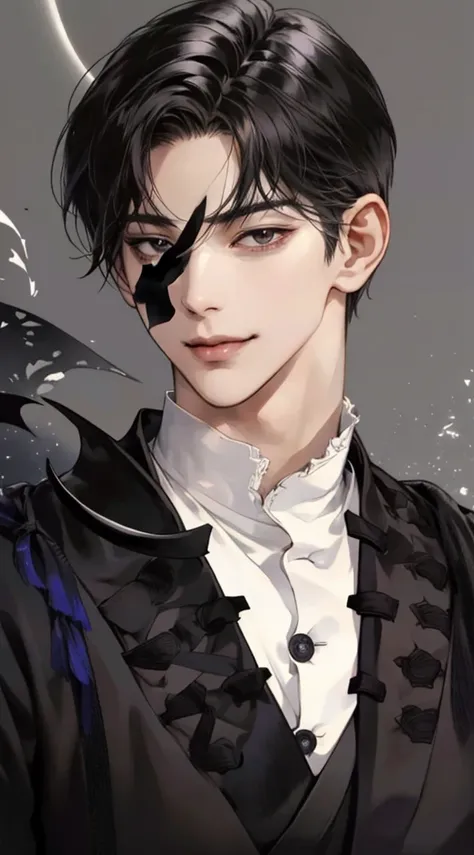 a close up of a man in a shirt looking at the camera, moon behind him, delicate androgynous prince, handsome prince, anime handsome man, handsome guy in demon slayer art, charming sly smile, inspired by Bian Shoumin, manhwa, tall anime guy with black eyes,...