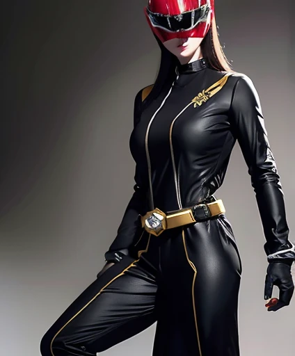 A woman toxic rangers, toxic ranger suit, as she power rangers toxic , full body , helmet mask, long hair, high detailed, realistic, gloves, ultra realistic, ((full face helmet)), black shield sunglasses on eyes, smart black sunglasses 