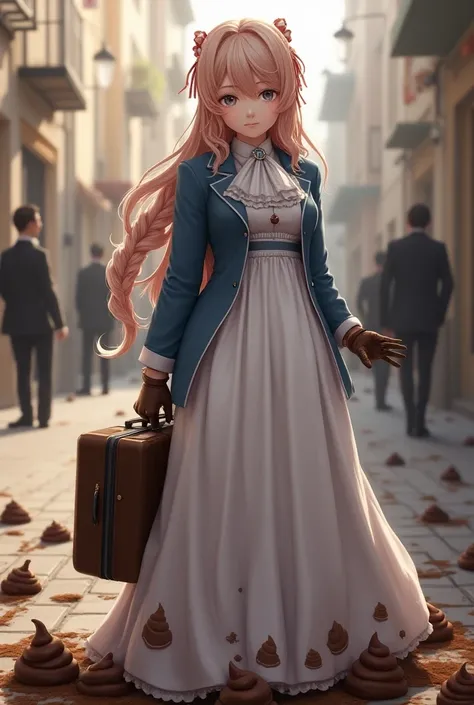 best quality, ultra-detailed, high resolution, extremely detailed cg, unity 8k wallpaper, masterpiece,masterpiece, highest quality, High resolution, violet evergarden, Braid, hair ribbon, red ribbon, jewelry, white ascot, brooch, blue jacket, long sleeve, ...