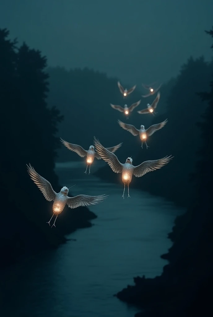 Blogger Birds, fly birds, darkness night river, flying birds,