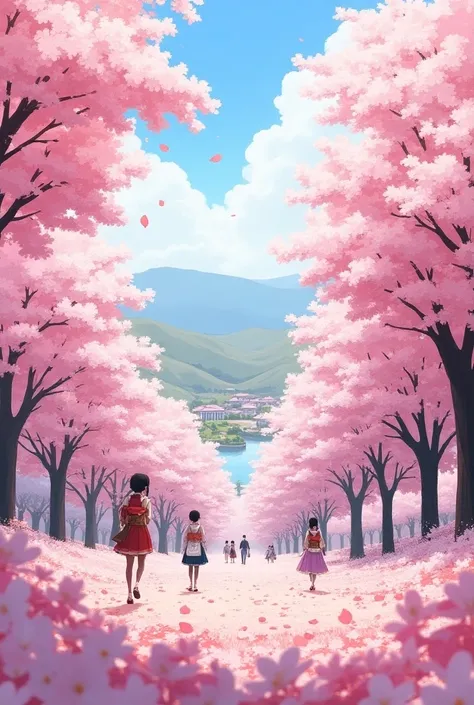 Photo of a large pink park in the cherry blossom kingdom