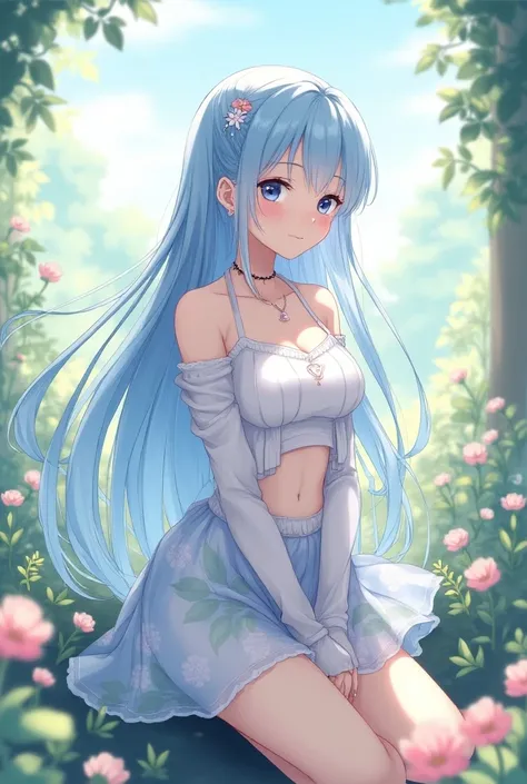 are of the best quality, E十tremely Detailed, (illustration,  Official Art :1.1), 1 girl , are very similarst Place(((( light blue Long发)))), ,(((( light blue Long发)))), light blue hair, ,, Long发 ((blush)) , Cute face, Big eyes, masterpiece, are of the best...