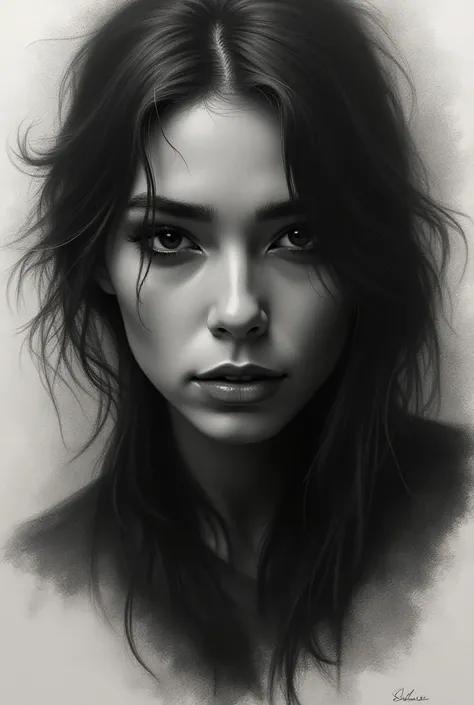 Charcoal portrait drawing 