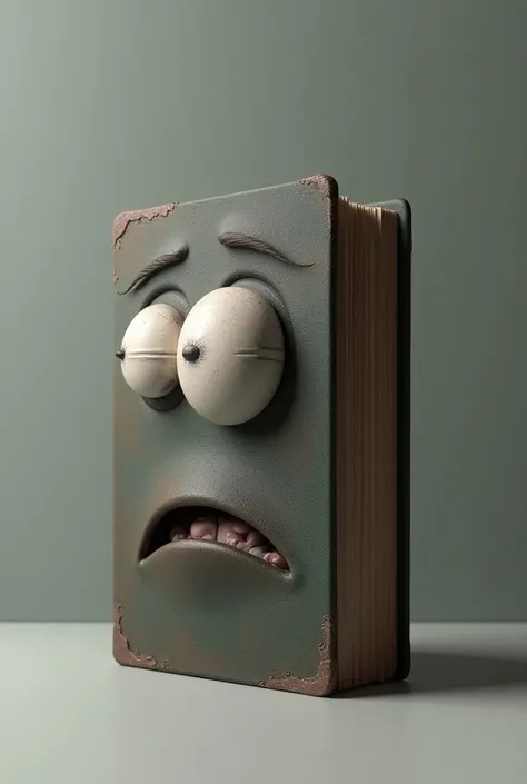 Create an image of a hd and 3d book feeling sad