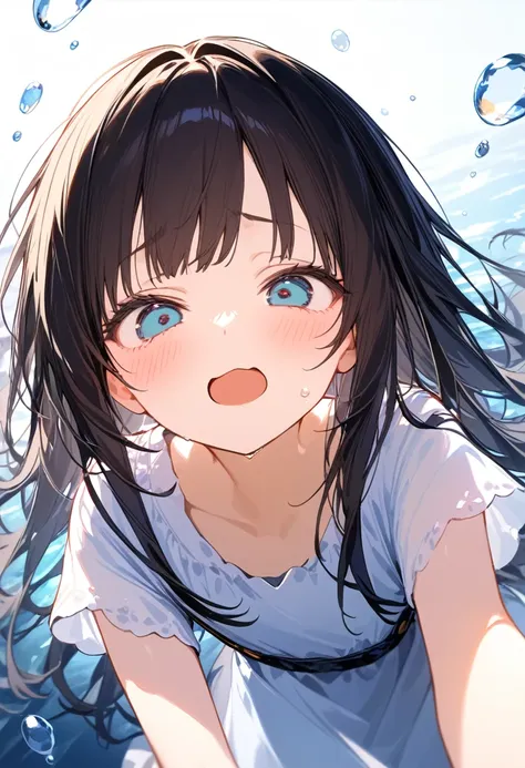 ((( black long hair))),masterpiece, best quality, extremely detailed, (illustration, official art:1.1), 1 girl ,((blush)) , cute...