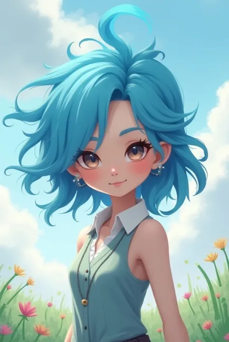 Sky blue hair,,Female protagonist,Fart