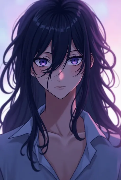 Male, about 20 years old, handsome, tall, long hair, white, violet eyes, Anime type
LONG HAIR
