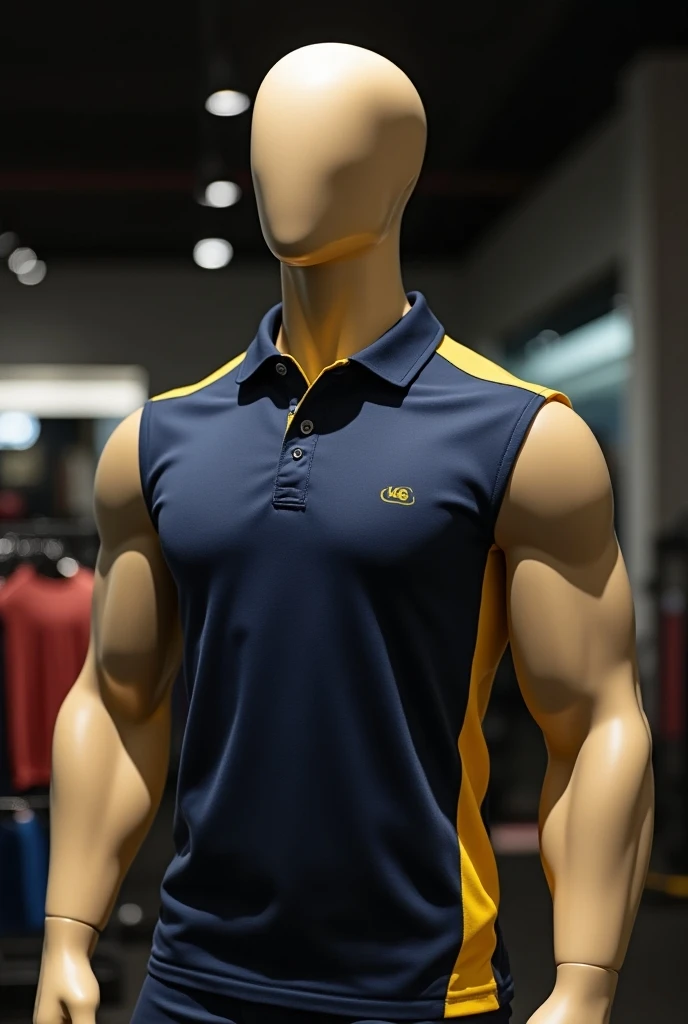 mannequin bodybuilding  no face color tan in store polo navy-yellow male fitness full 