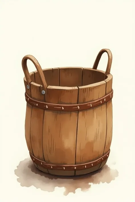 Draw an empty tall dark brown basket in watercolor style