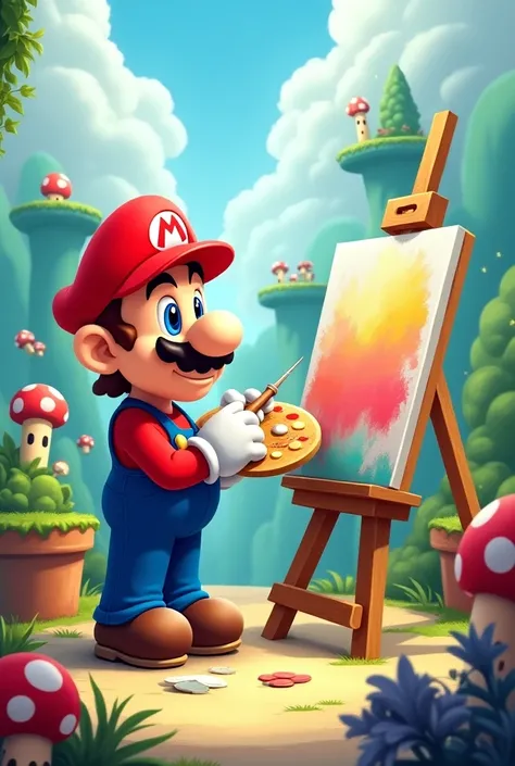 Cartoon by Mario painting.
